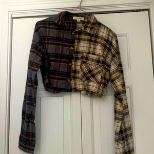Women’s LA Hearts Cropped Flannel Long Sleeve Top